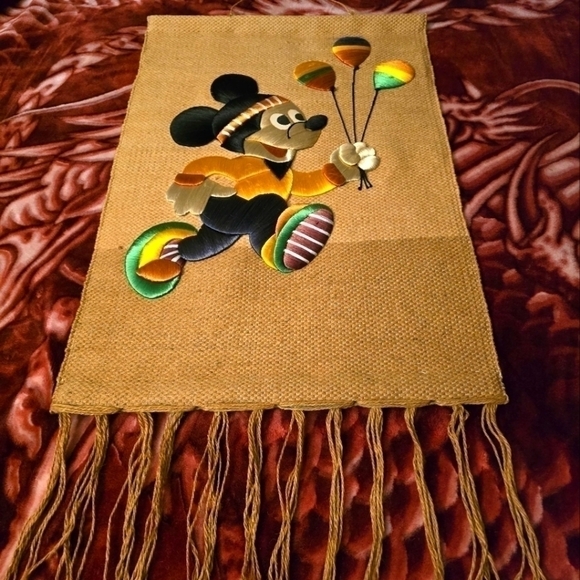 Handmade Other - DISNEY Mickey Mouse Vintage Tapestry - 1970s - Handmade Art 31"L x 18"W - Tassle